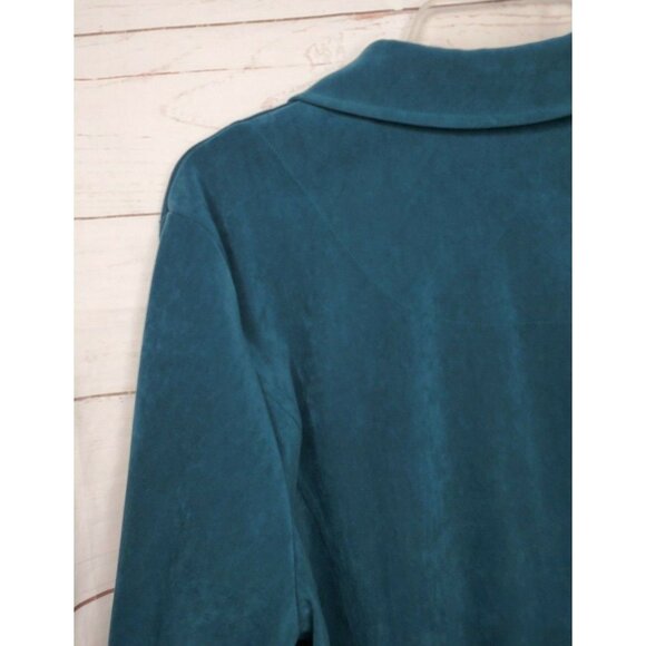 White Stag Women's 22W/24W Blue Soft Button Down Shirt – Poly/Spandex Blend - Picture 9 of 11